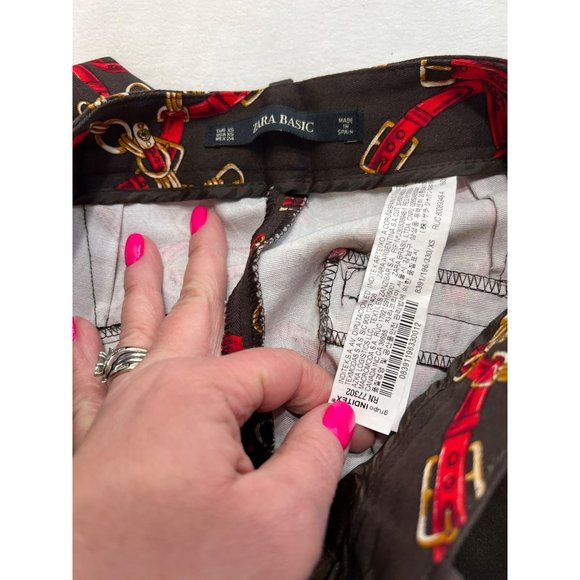 Zara Chain Print Cigarette Pants Size Small - Picture 6 of 9